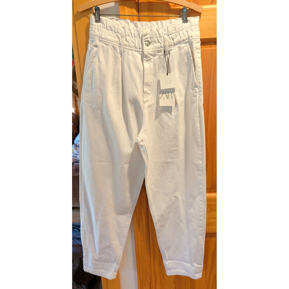 Zara White Join Life Balloon Denim Jeans Mid Rise 4365/860 Women Size M